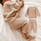 Speckled Knit Baby Set - Apricot Cotton Jumper and Trousers, 0 Months to 3 Years