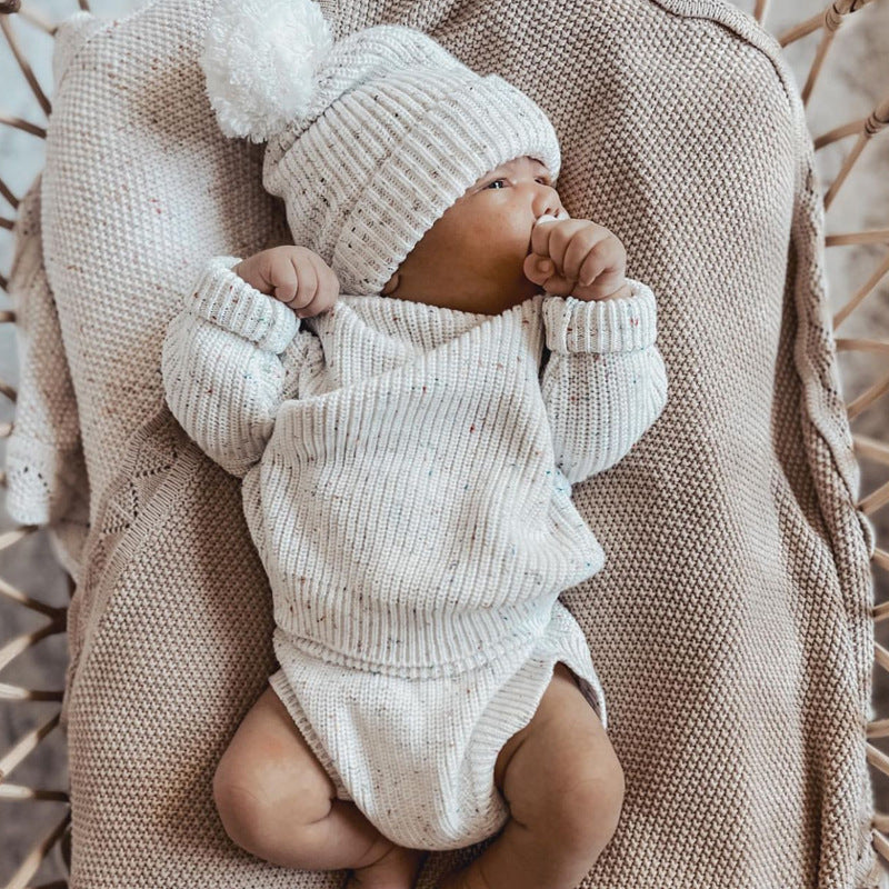 Cotton Crew Neck Jumper for Babies and Children - Relaxed Knit Pullover in Neutral Shades, 3 Months to 5 Years