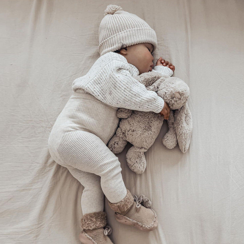 Cotton Crew Neck Jumper for Babies and Children - Relaxed Knit Pullover in Neutral Shades, 3 Months to 5 Years