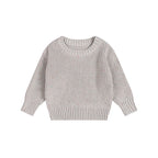 Cotton Crew Neck Jumper for Babies and Children - Relaxed Knit Pullover in Neutral Shades, 3 Months to 5 Years