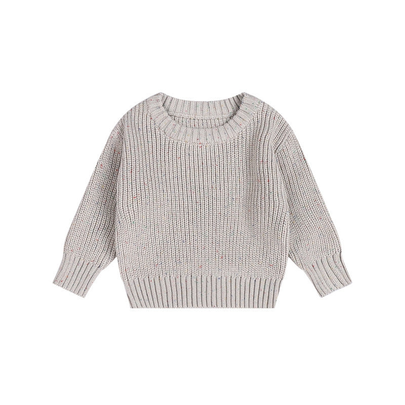 Cotton Crew Neck Jumper for Babies and Children - Relaxed Knit Pullover in Neutral Shades, 3 Months to 5 Years