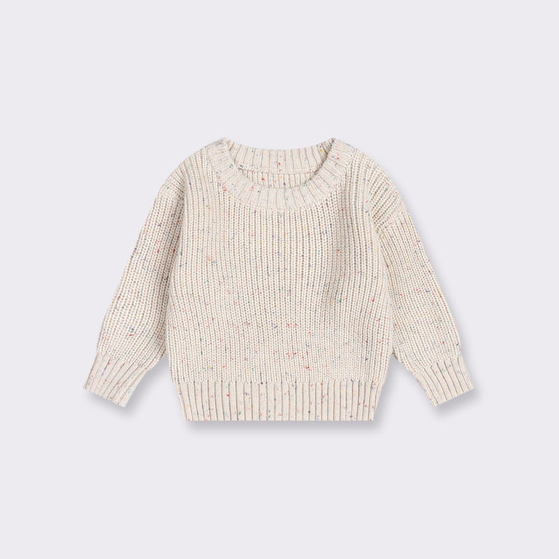 Cotton Crew Neck Jumper for Babies and Children - Relaxed Knit Pullover in Neutral Shades, 3 Months to 5 Years