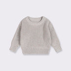 Cotton Crew Neck Jumper for Babies and Children - Relaxed Knit Pullover in Neutral Shades, 3 Months to 5 Years