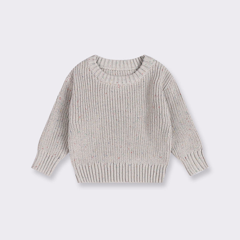 Cotton Crew Neck Jumper for Babies and Children - Relaxed Knit Pullover in Neutral Shades, 3 Months to 5 Years