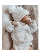 Cotton Crew Neck Jumper for Babies and Children - Relaxed Knit Pullover in Neutral Shades, 3 Months to 5 Years