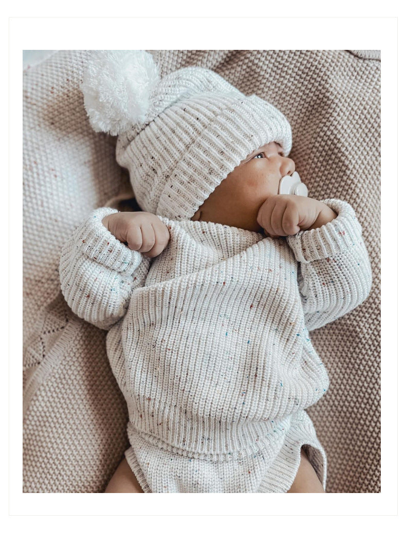 Cotton Crew Neck Jumper for Babies and Children - Relaxed Knit Pullover in Neutral Shades, 3 Months to 5 Years