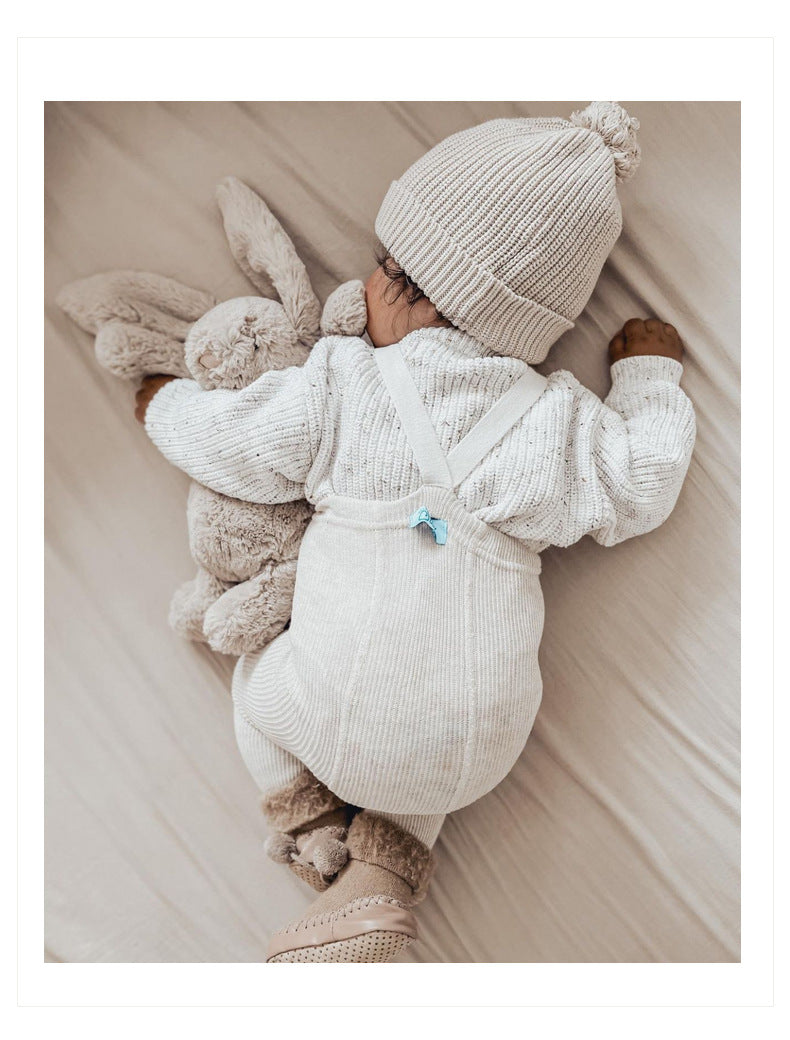 Cotton Crew Neck Jumper for Babies and Children - Relaxed Knit Pullover in Neutral Shades, 3 Months to 5 Years