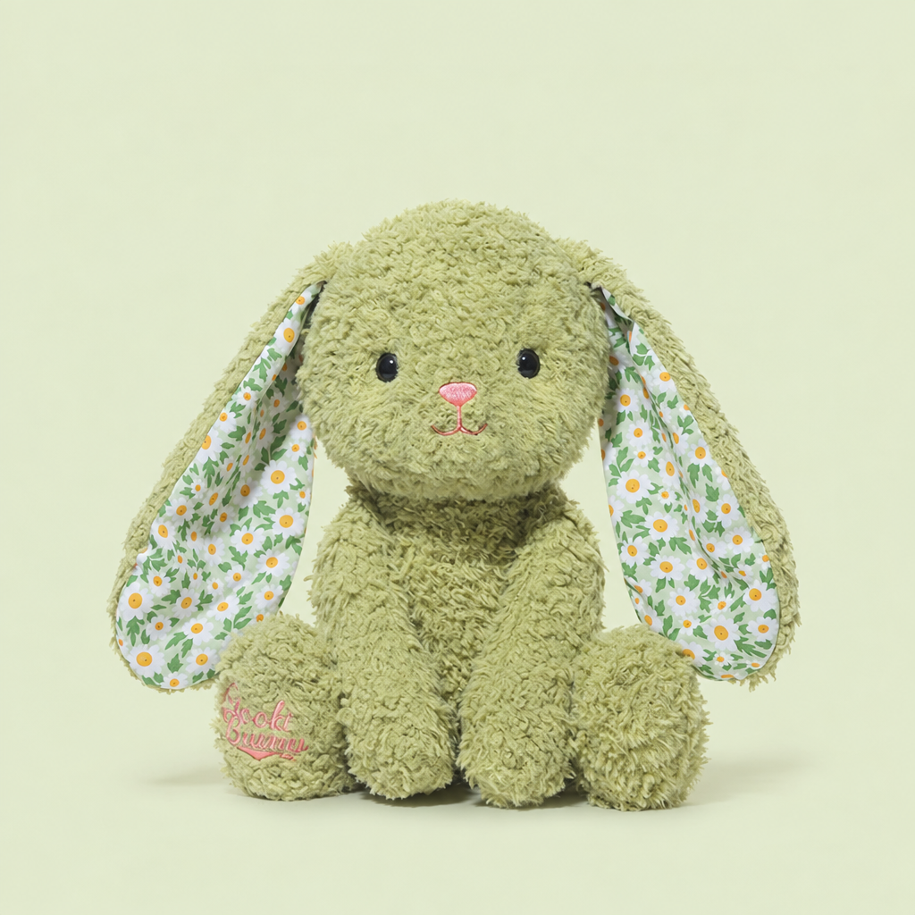 38 cm super soft plush bunny with floppy ears in a pastel shade – Matcha Grape